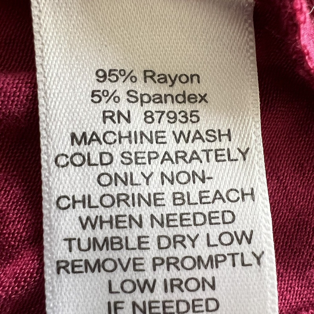 LOGO by Lori Goldstein V Neck Tunic Top Burgundy Asymmetrical Hem Size Medium - Picture 9 of 10